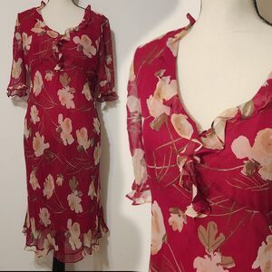 Vintage 90s Y2k Silk ICE petites Boho Dress Tea Party Cottage Fairy Sweetheart
